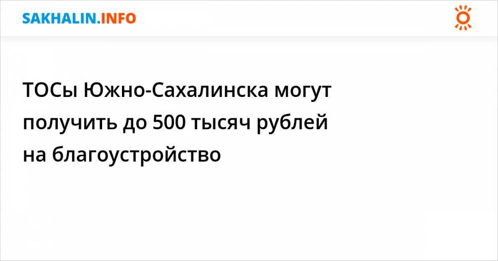 ТОСы Южно-Сахалинска могут получить до 500 тысяч рублей на благоустройство