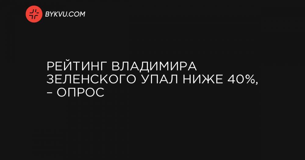 Рейтинг Владимира Зеленского упал ниже 40%, – опрос