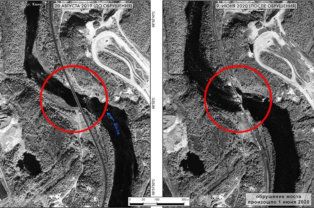 Опубликованы космические снимки последствий обрушения мурманского моста