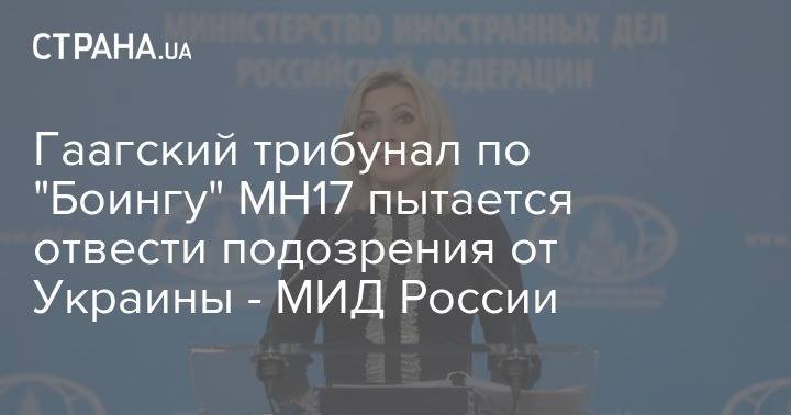Гаагский трибунал по "Боингу" МН17 пытается отвести подозрения от Украины - МИД России