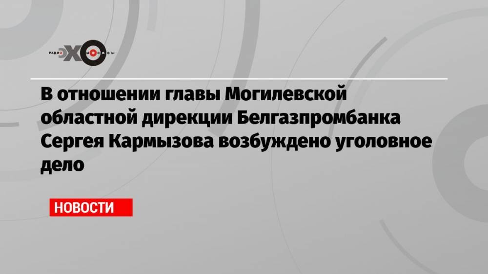 В отношении главы Могилевской областной дирекции Белгазпромбанка Сергея Кармызова возбуждено уголовное дело
