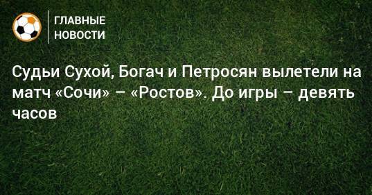 Судьи Сухой, Богач и Петросян вылетели на матч «Сочи» – «Ростов». До игры – девять часов