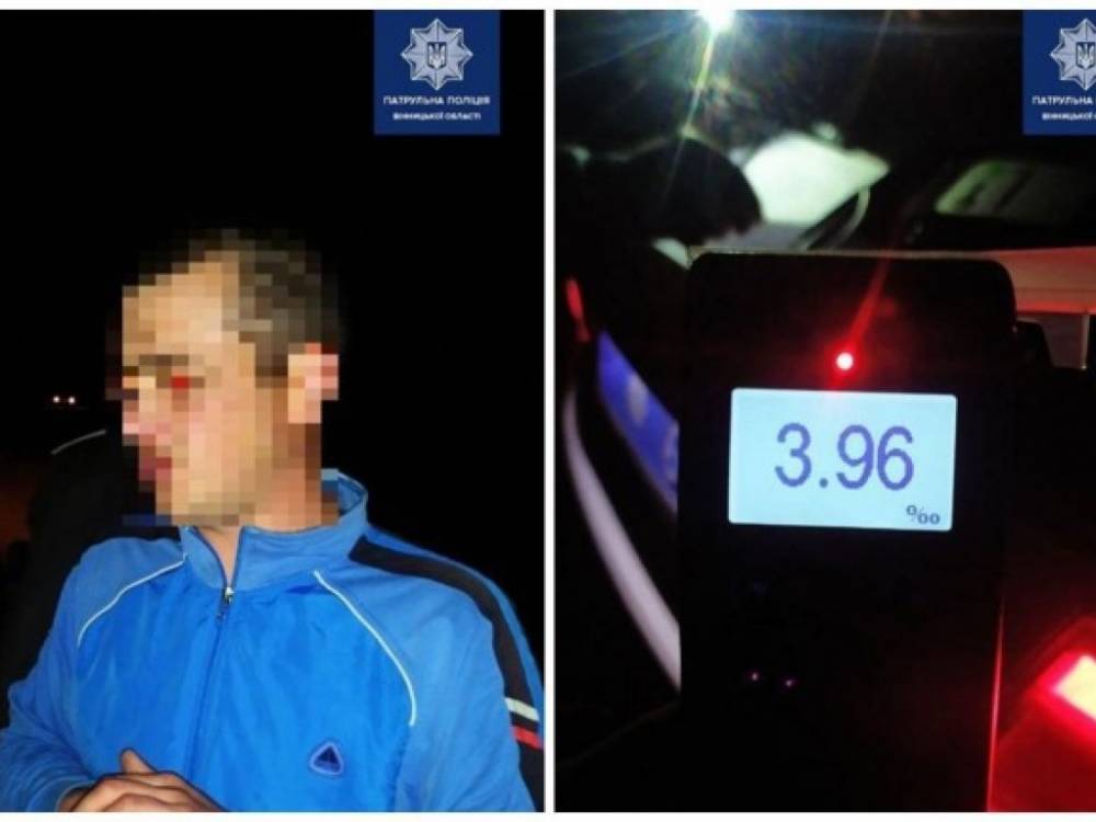 Уровень алкоголя в крови превышал норму в 20 раз: В Винницкой области задержан пьяный водитель