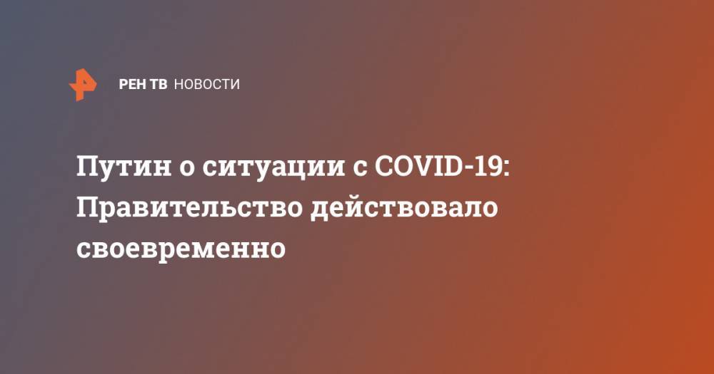 Путин о ситуации с COVID-19: Правительство действовало своевременно