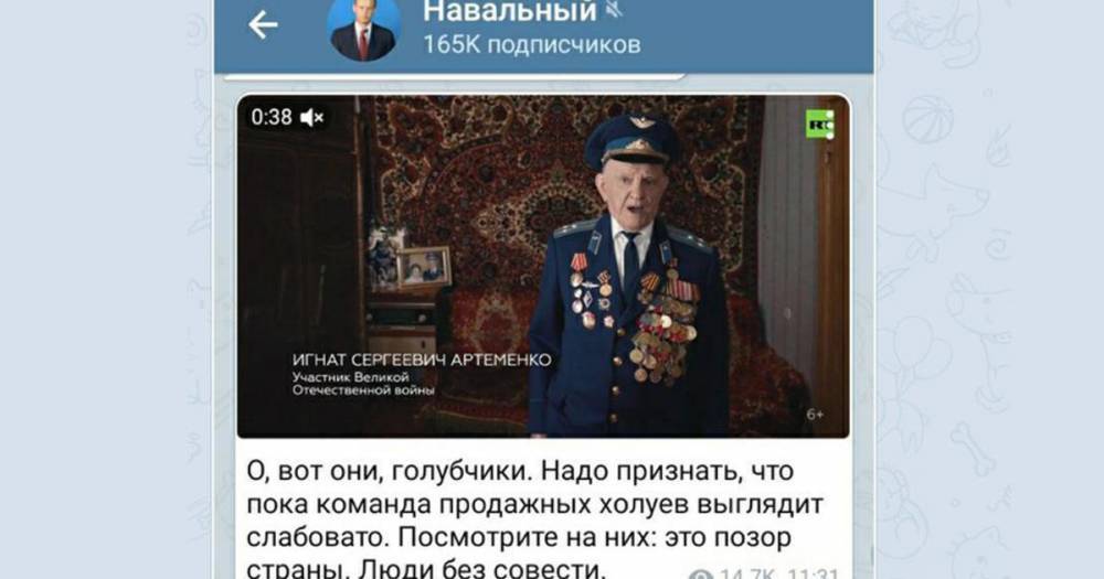 Навальный назвал ветерана Великой Отечественной "продажным холуем"