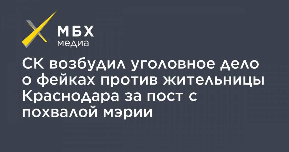 СК возбудил уголовное дело о фейках против жительницы Краснодара за пост с похвалой мэрии