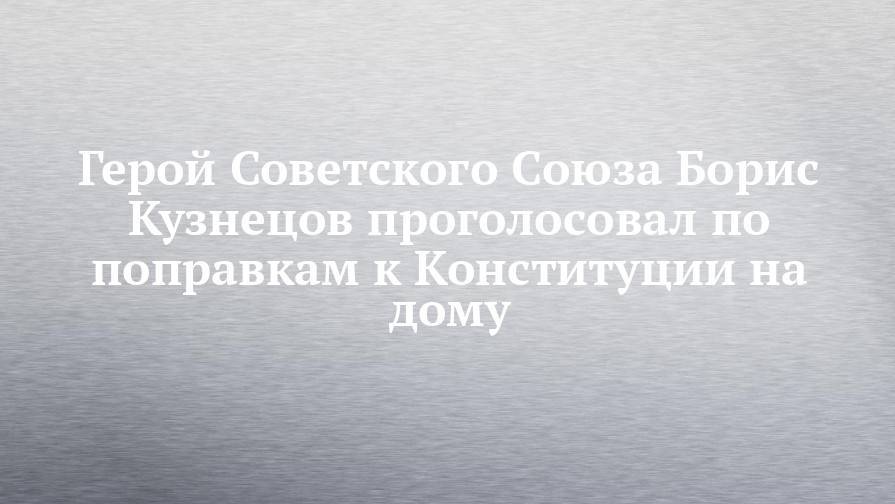 Герой Советского Союза Борис Кузнецов проголосовал по поправкам к Конституции на дому