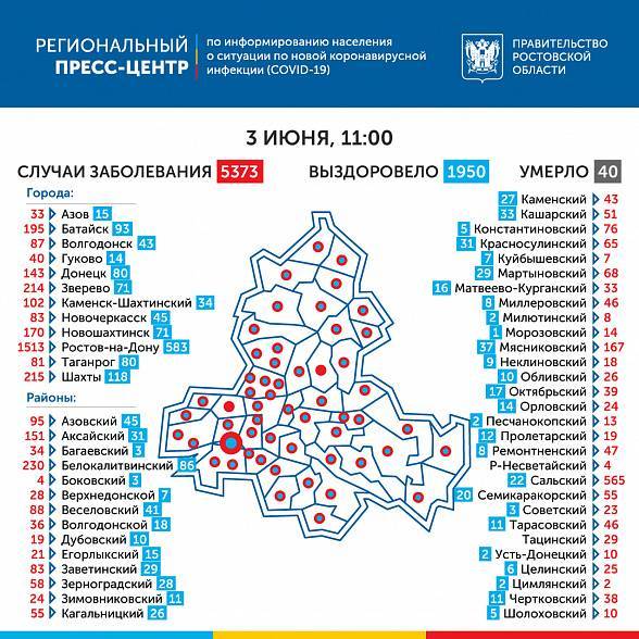 Большинство новых случаев заражения коронавирусом на Дону зафиксировали в Ростове-на-Дону