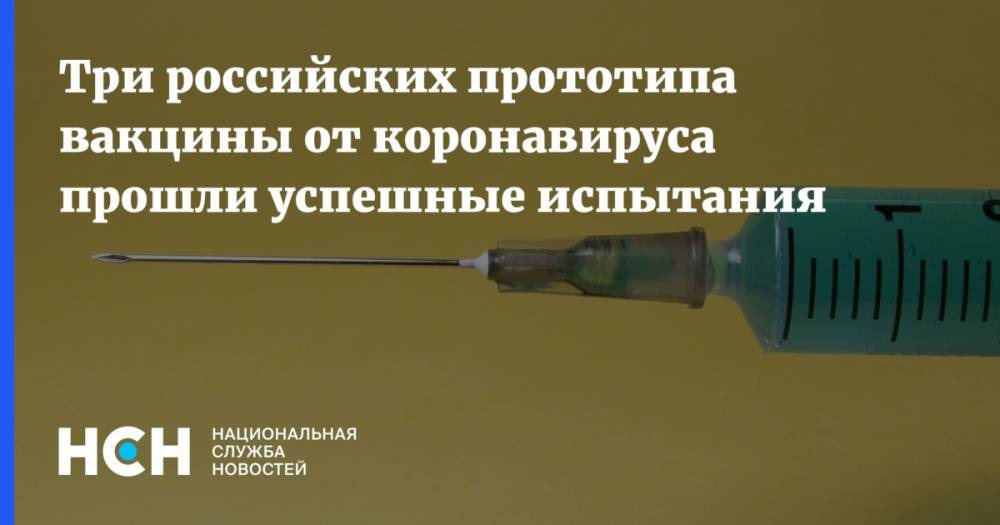 Три российских прототипа вакцины от коронавируса прошли успешные испытания