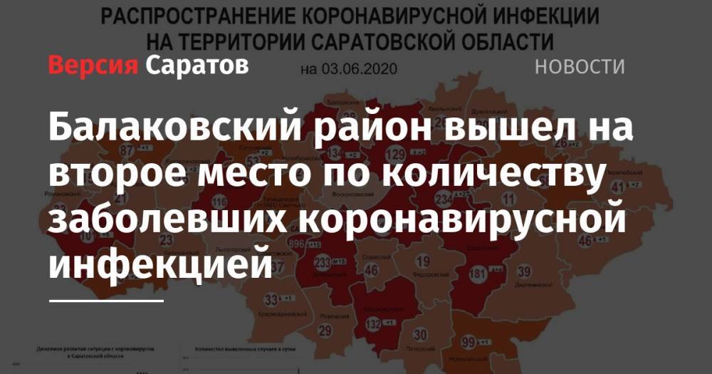 Балаковский район вышел на второе место по количеству заболевших коронавирусной инфекцией