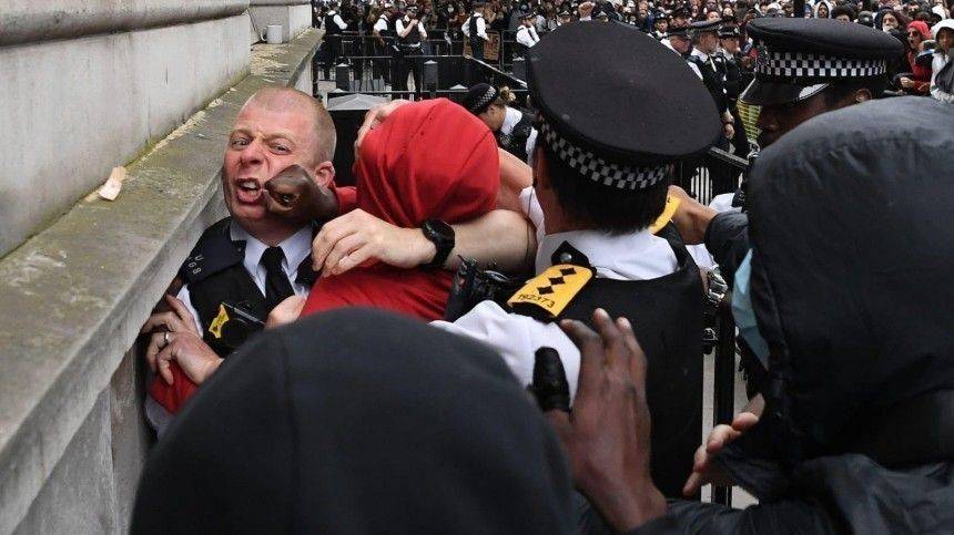 Видео: в Лондоне протестующие подрались с полицейскими у стен резиденции Джонсона
