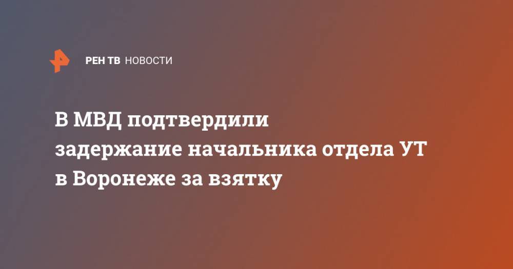 В МВД подтвердили задержание начальника отдела УТ в Воронеже за взятку