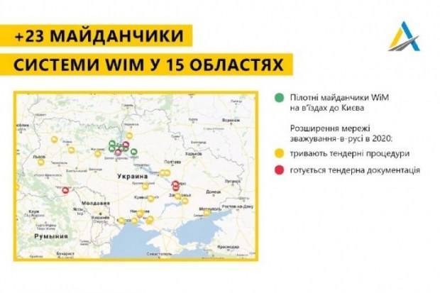 Взвешивания транспорта: карта от Укравтодора