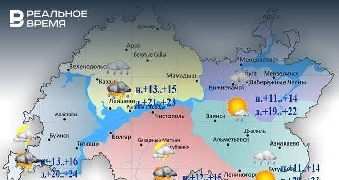 Сегодня в Татарстане ожидаются дождь, порывистый ветер и до +23 градусов