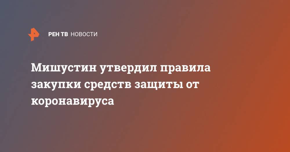 Мишустин утвердил правила закупки средств защиты от коронавируса