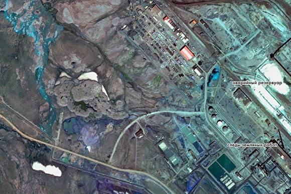 «Роскосмос» опубликовал фото из космоса места разлива топлива в Норильске