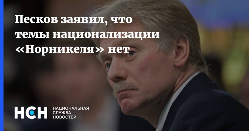 Песков заявил, что темы национализации «Норникеля» нет