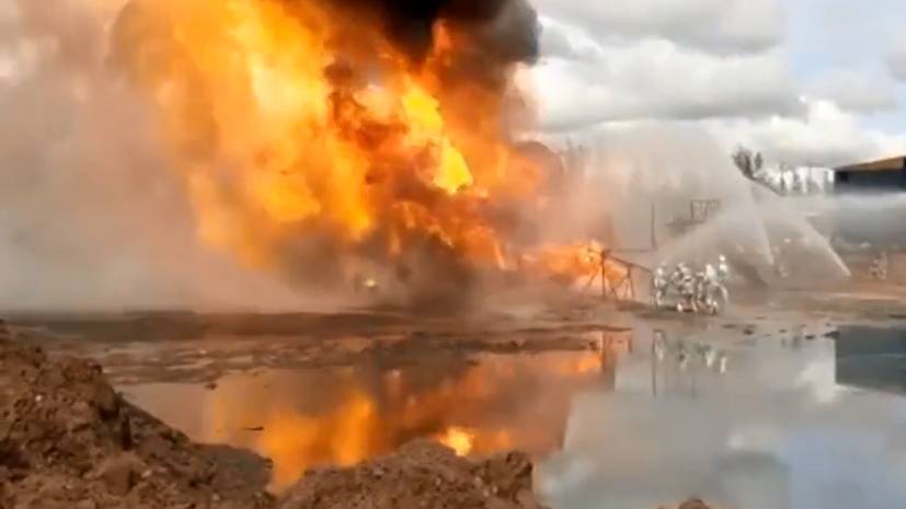 Пожар на нефтяной скважине в Иркутской области — видео