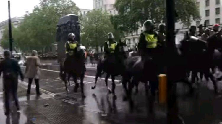 В Лондоне протестующие против насилия атаковали полицейских и их лошадей