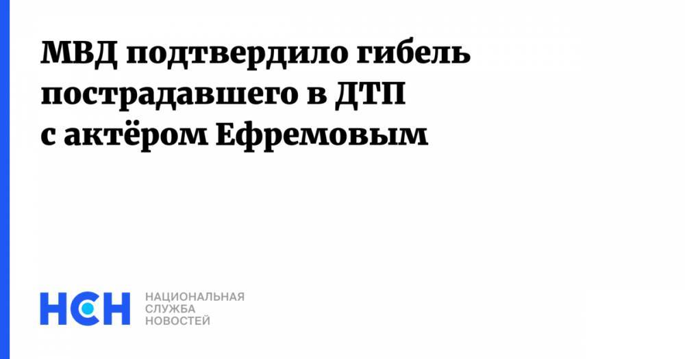 МВД подтвердило гибель пострадавшего в ДТП с актёром Ефремовым