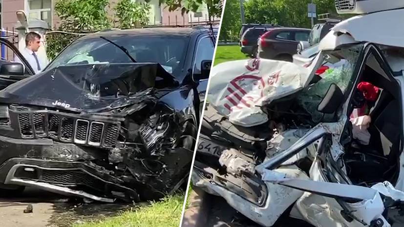 Искорёженный фургон Lada и разбитый автомобиль Ефремова после ДТП — видео
