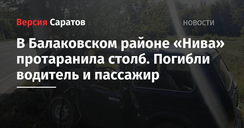 В Балаковском районе «Нива» протаранила столб. Погибли водитель и пассажир
