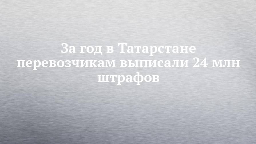 За год в Татарстане перевозчикам выписали 24 млн штрафов