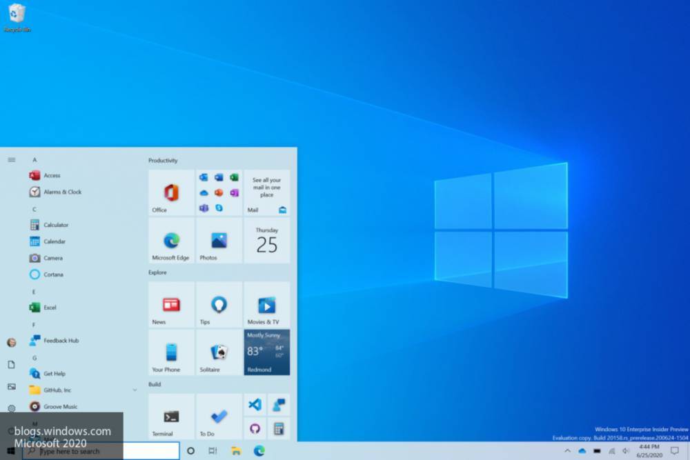 Microsoft представила новый дизайн "Пуска" на Windows 10