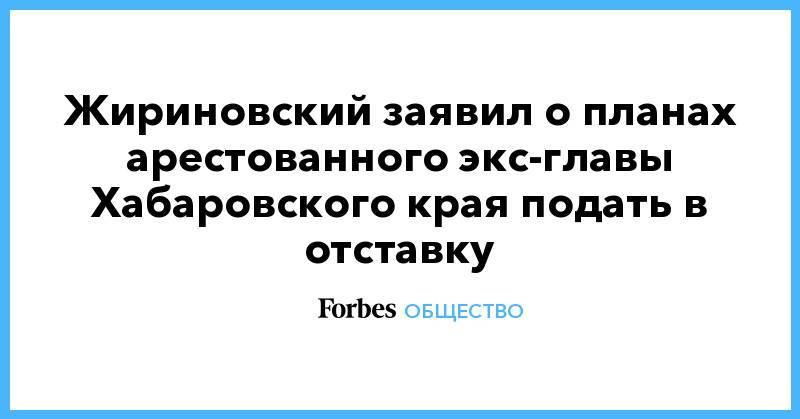 Жириновский заявил о планах арестованного экс-главы Хабаровского края подать в отставку