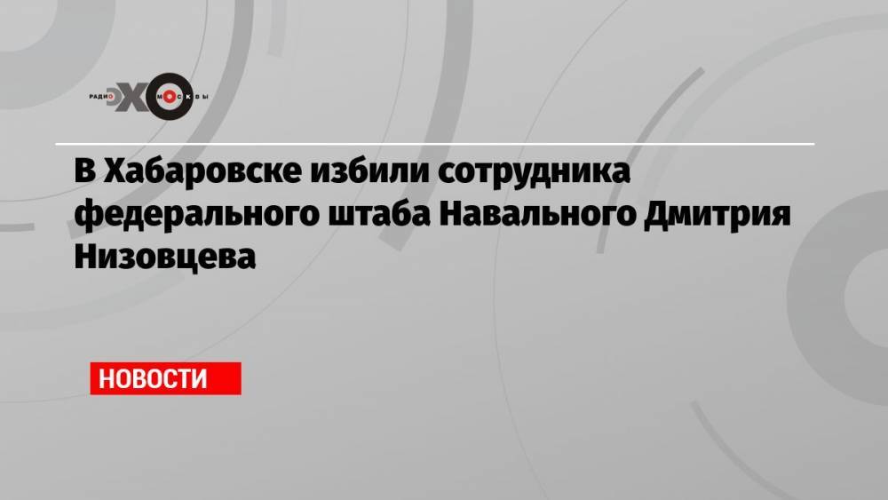 В Хабаровске избили сотрудника федерального штаба Навального Дмитрия Низовцева