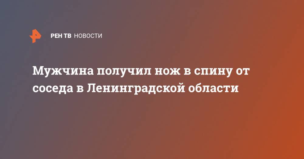 Мужчина получил нож в спину от соседа в Ленинградской области