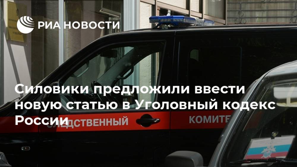 Силовики предложили ввести новую статью в Уголовный кодекс России