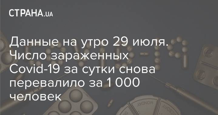 Данные на утро 29 июля. Число зараженных Covid-19 за сутки снова перевалило за 1 000 человек