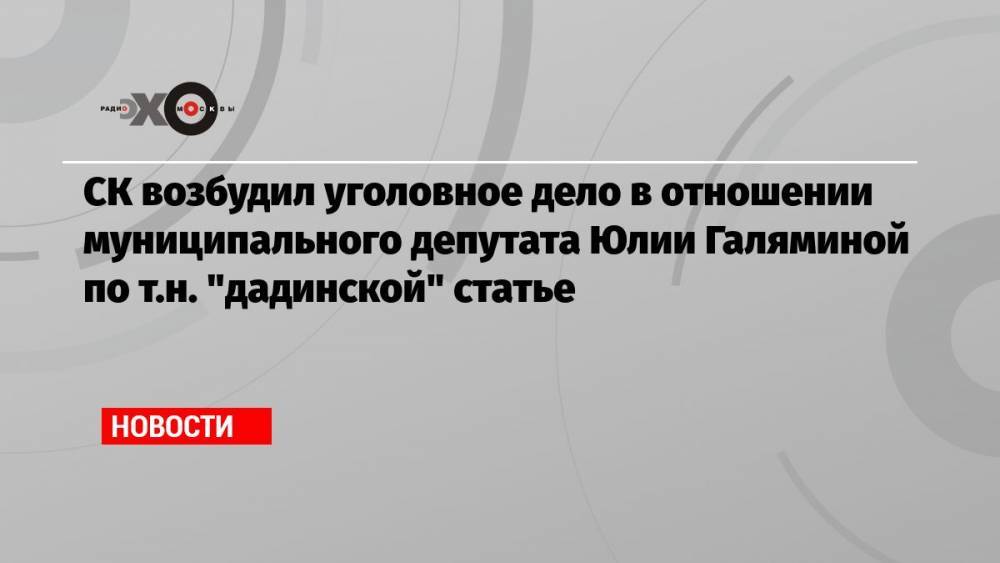 СК возбудил уголовное дело в отношении муниципального депутата Юлии Галяминой по т.н. «дадинской» статье