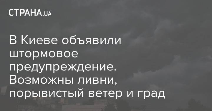 В Киеве объявили штормовое предупреждение. Возможны ливни, порывистый ветер и град