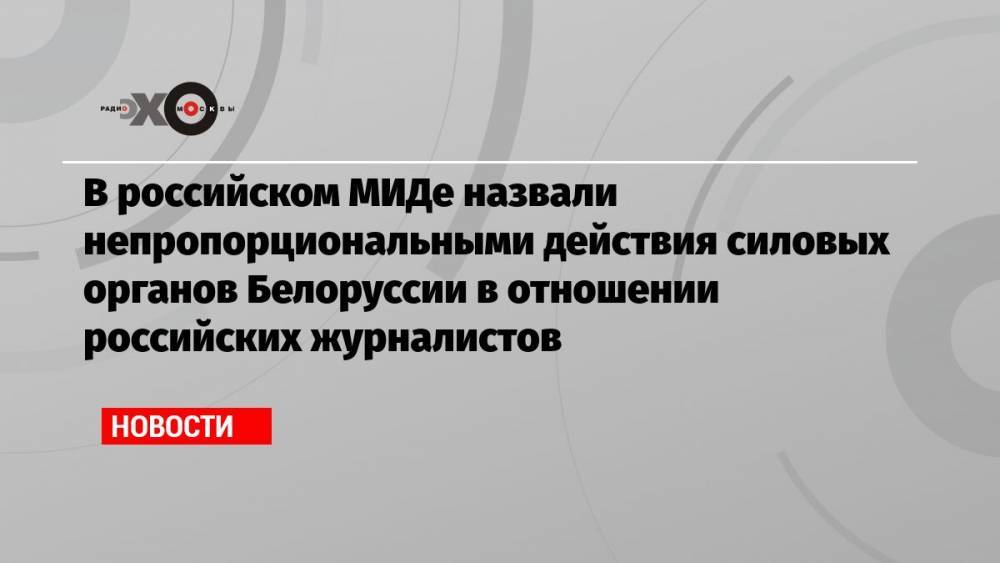 В российском МИДе назвали непропорциональными действия силовых органов Белоруссии в отношении российских журналистов