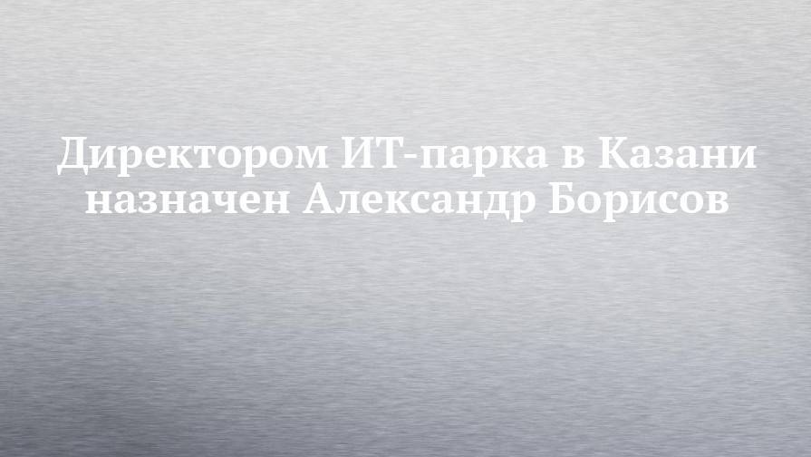 Директором ИТ-парка в Казани назначен Александр Борисов