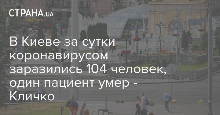 В Киеве за сутки коронавирусом заразились 104 человек, один пациент умер - Кличко