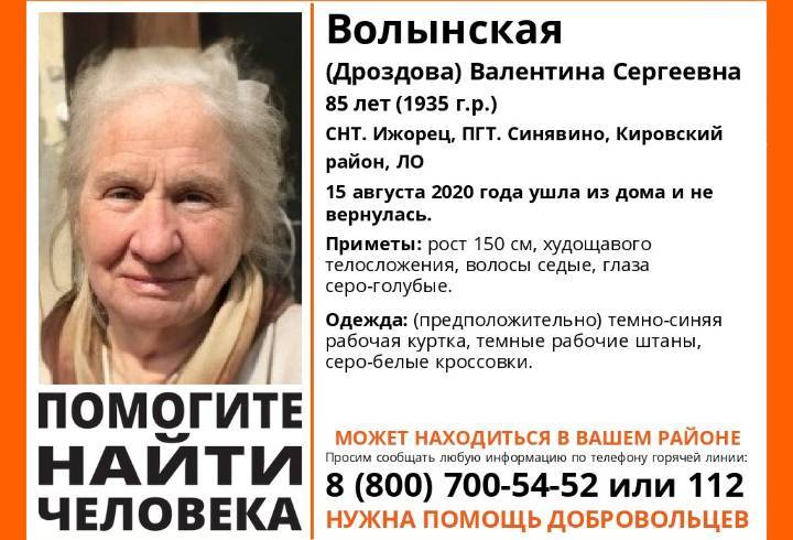 Может находиться в вашем районе: в Ленобласти ищут 85-летнюю пенсионерку