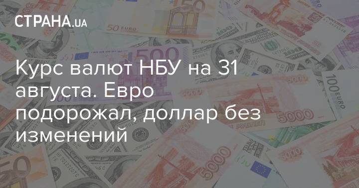 Курс валют НБУ на 31 августа. Евро подорожал, доллар без изменений