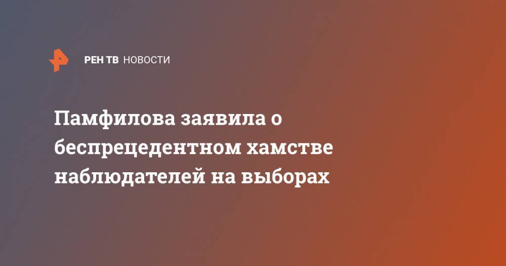 Памфилова заявила о беспрецедентном хамстве наблюдателей на выборах