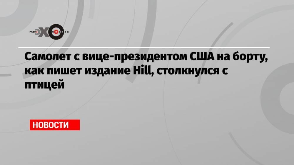 Самолет с вице-президентом США на борту, как пишет издание Hill, столкнулся с птицей