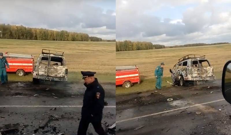 В четверг на трассе Тюмень - Омск сгорел внедорожник