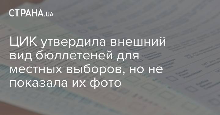 ЦИК утвердила внешний вид бюллетеней для местных выборов, но не показала их фото