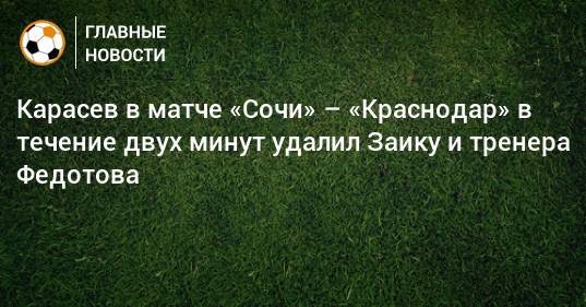 Карасев в матче «Сочи» – «Краснодар» в течение двух минут удалил Заику и тренера Федотова