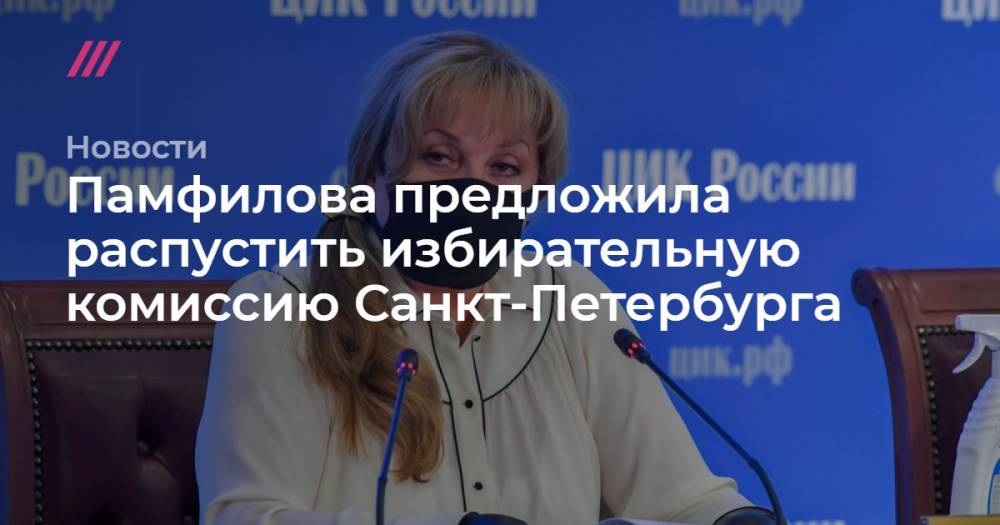 Памфилова предложила распустить избирательную комиссию Санкт-Петербурга