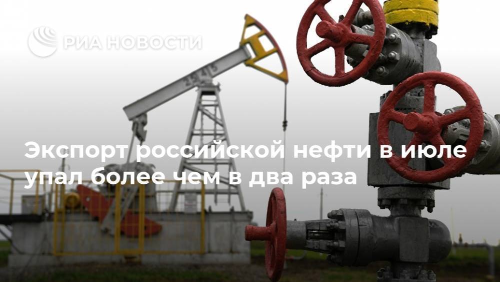 Экспорт российской нефти в июле упал более чем в два раза
