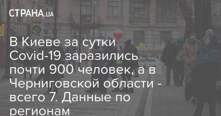 В Киеве за сутки Covid-19 заразились почти 900 человек, а в Черниговской области - всего 7. Данные по регионам