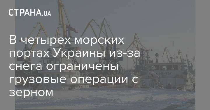 В четырех морских портах Украины из-за снега ограничены грузовые операции с зерном