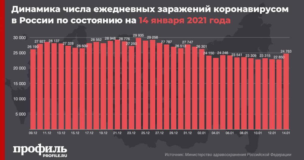 В России за сутки выявили 24763 новых случая COVID-19